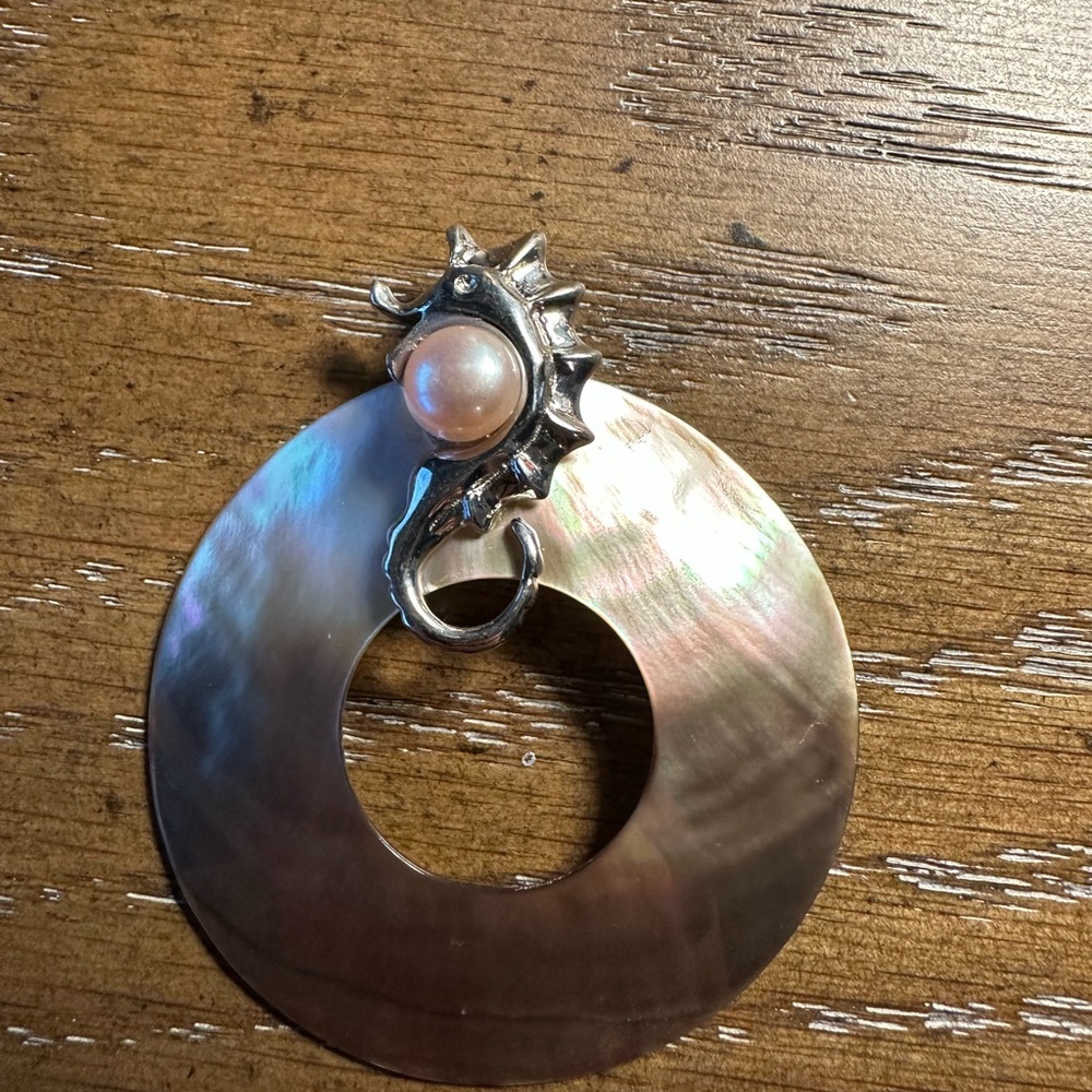 Sterling Silver Seahorse Pearl Pendant